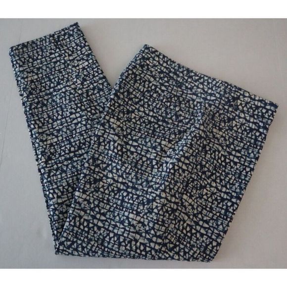 Tory Burch 11152205 Women's Sz L Blue Tribal Print Ponte Ankle Pants $250 - Picture 13 of 13